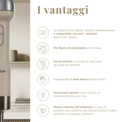 Set frullatore a immersione 3 in 1 senza fili Liberty senza batteria
