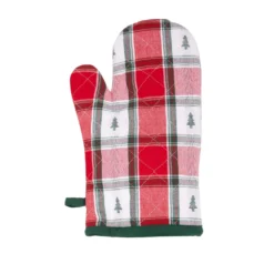 Set guanto, cucchiaio e strofinaccio tartan alberi