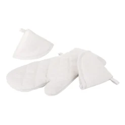 Set guanto e 2 presine Lurex Argento