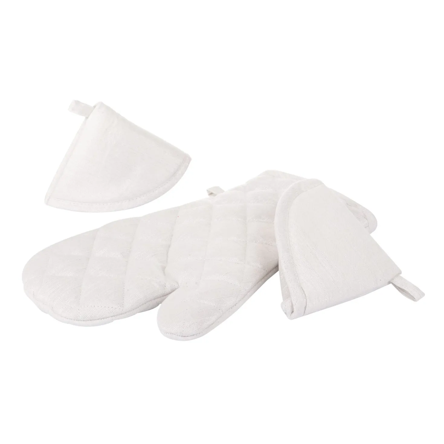 Set guanto e 2 presine Lurex Argento