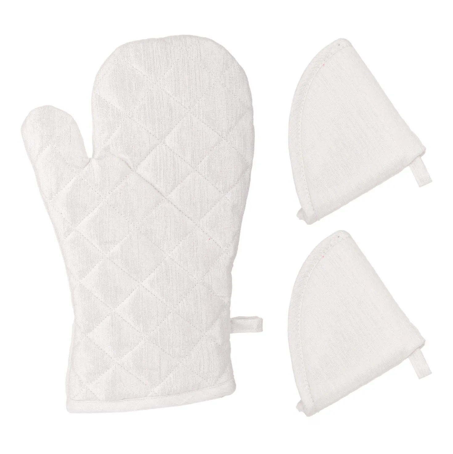 Set guanto e 2 presine Lurex Argento