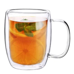 Set 2 mug da 280 ml, in vetro borosilicato da 12x8,5x11,5 cm