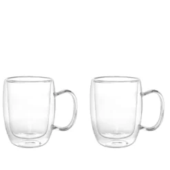 Set 2 mug da 280 ml, in vetro borosilicato da 12x8,5x11,5 cm