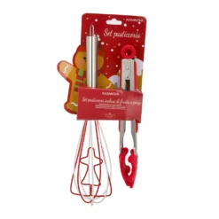 Set natalizio pinza e frusta silicone rosso