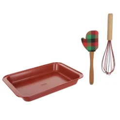 Set natalizio teglia rossa con spatola e frusta