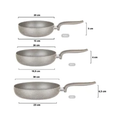 Set 3 padelle antiaderenti 20, 26 e 30 cm