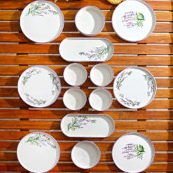 Set 14 pezzi tavola ceramiica con dettaglio fiore