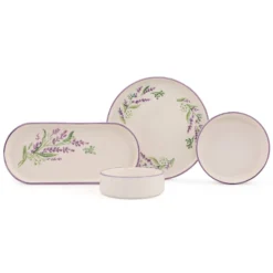Set 14 pezzi tavola ceramiica con dettaglio fiore