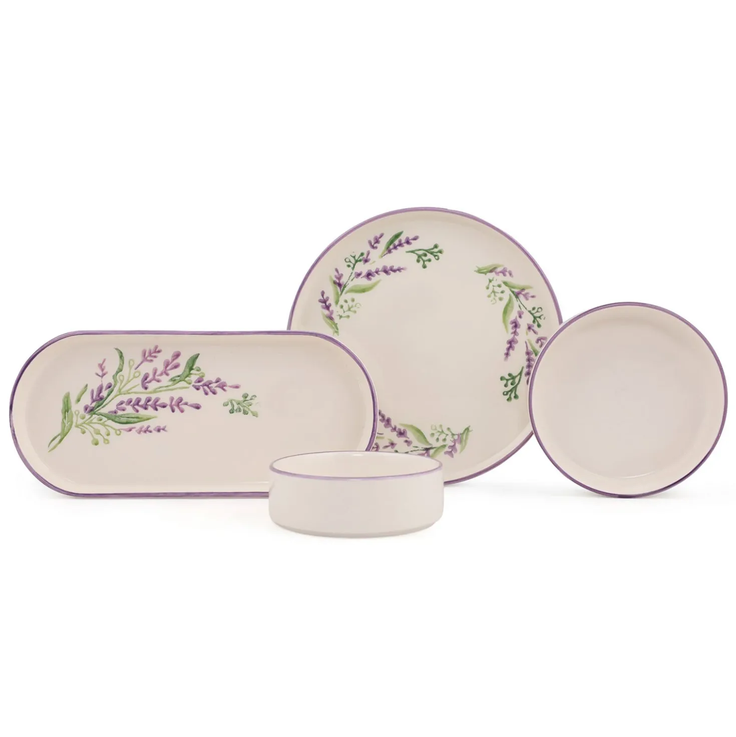 Set 14 pezzi tavola ceramiica con dettaglio fiore