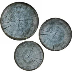 Set 18 piatti blu effetto legno
