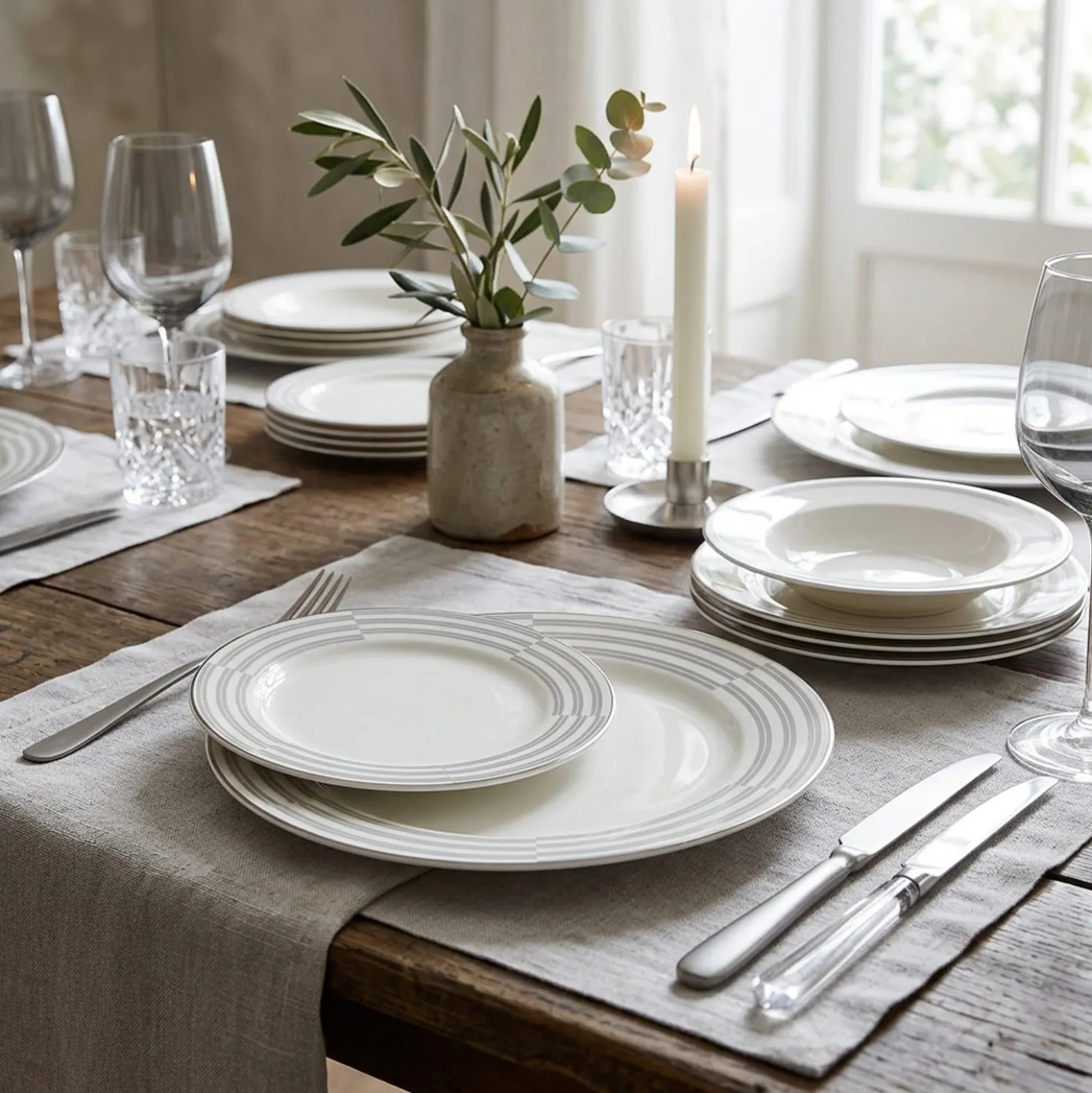 Set piatti Classy in new bone china, da 18 pezzi