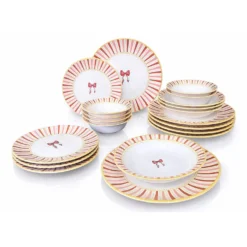 Set 24 piatti Fiyonk rosa