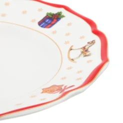 Set 2 piatti fondi regali Natale rosso porcellana