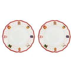 Set 2 piatti fondi regali Natale rosso porcellana