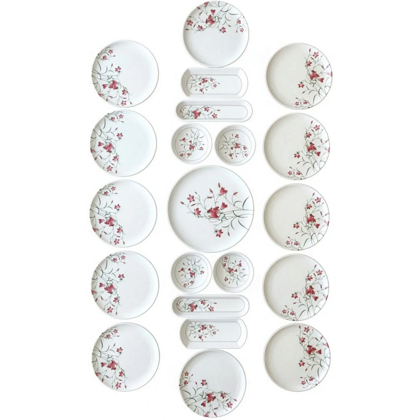 Set 21 piatti red flowers