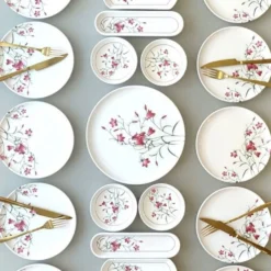 Set 21 piatti red flowers