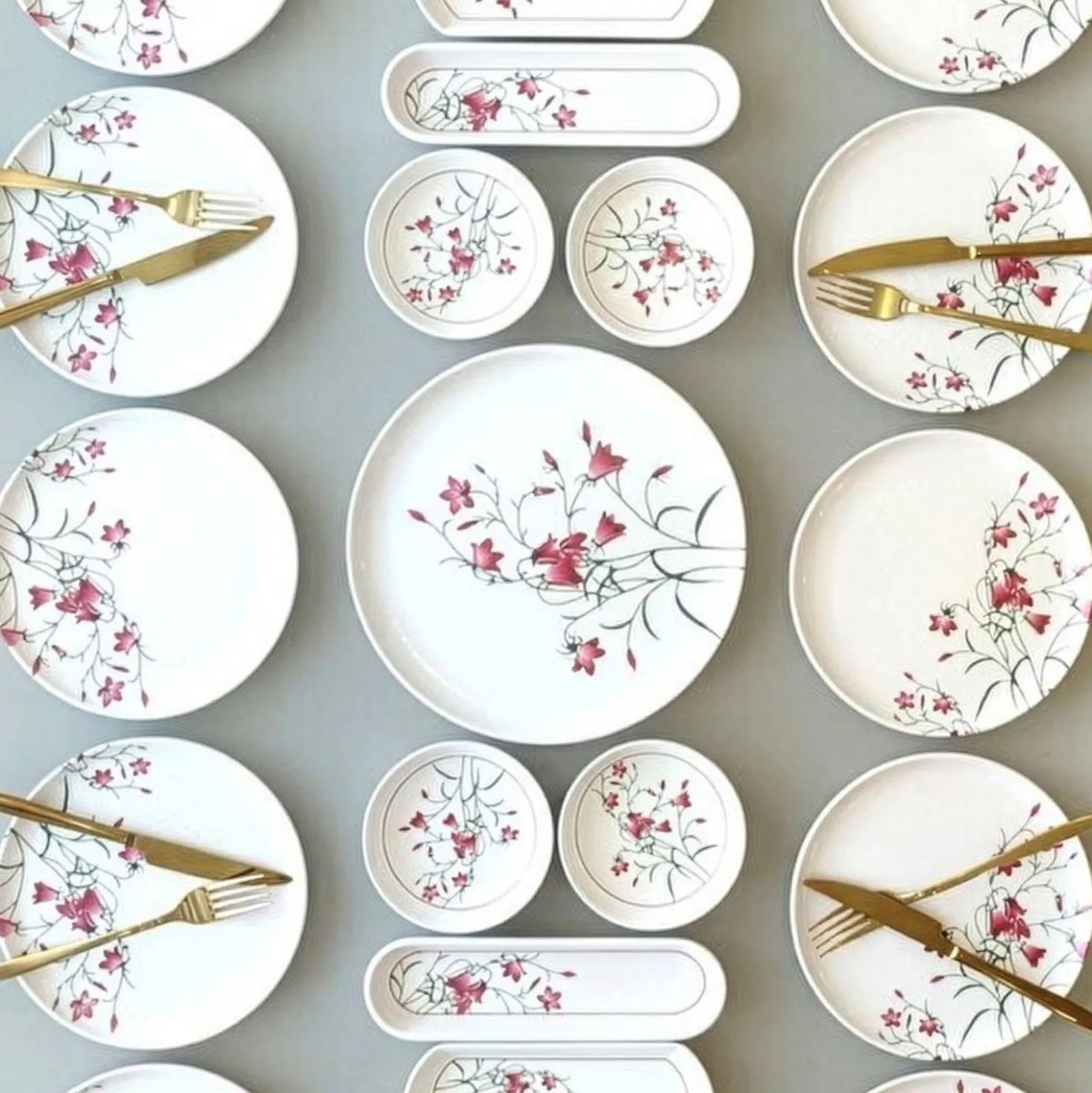 Set 21 piatti red flowers