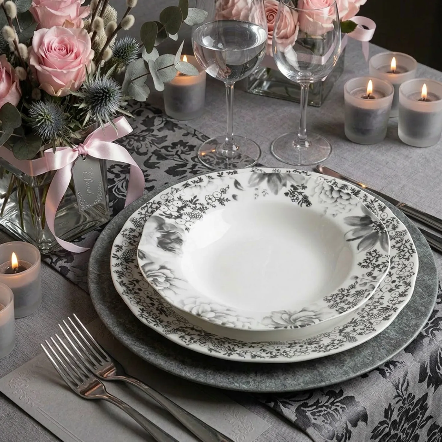 Set piatti Secret Garden da 18 pezzi in porcellana