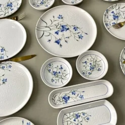 Set 21 piatti tulipani blu