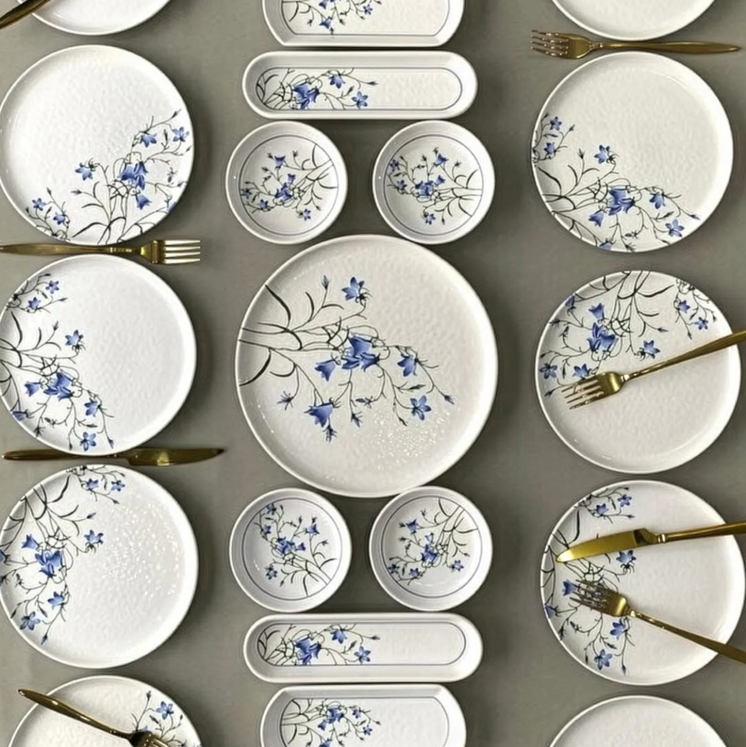 Set 21 piatti tulipani blu