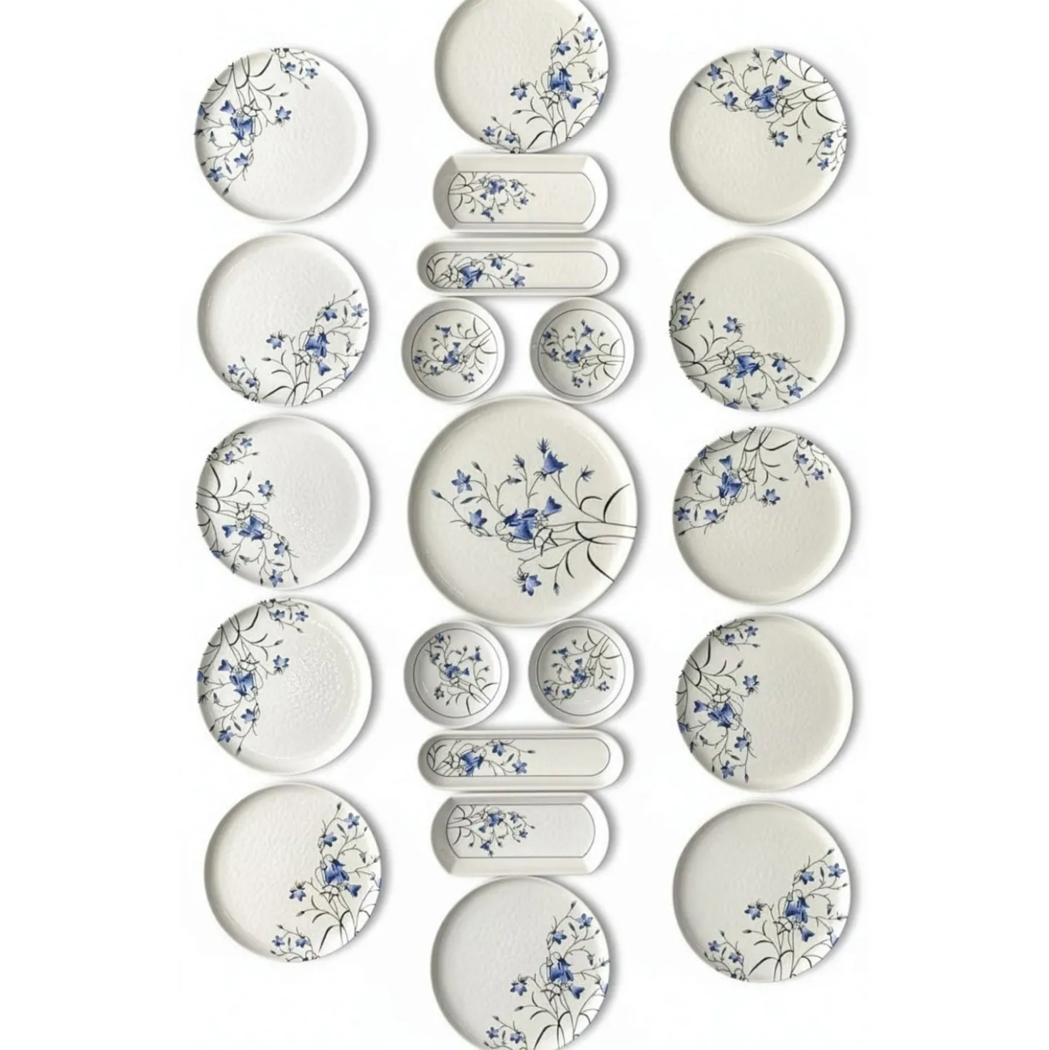 Set 21 piatti tulipani blu