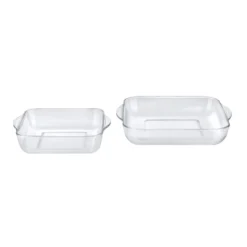 Set pirofile Borcam quadrate in vetro, da 2 pezzi