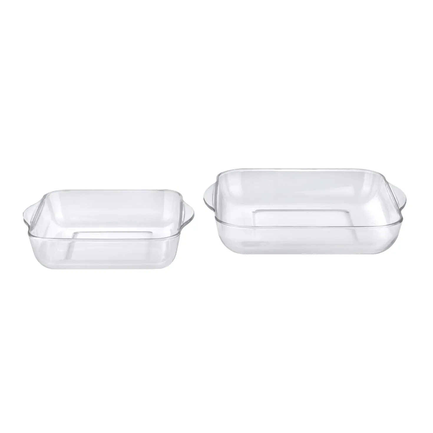 Set pirofile Borcam quadrate in vetro, da 2 pezzi