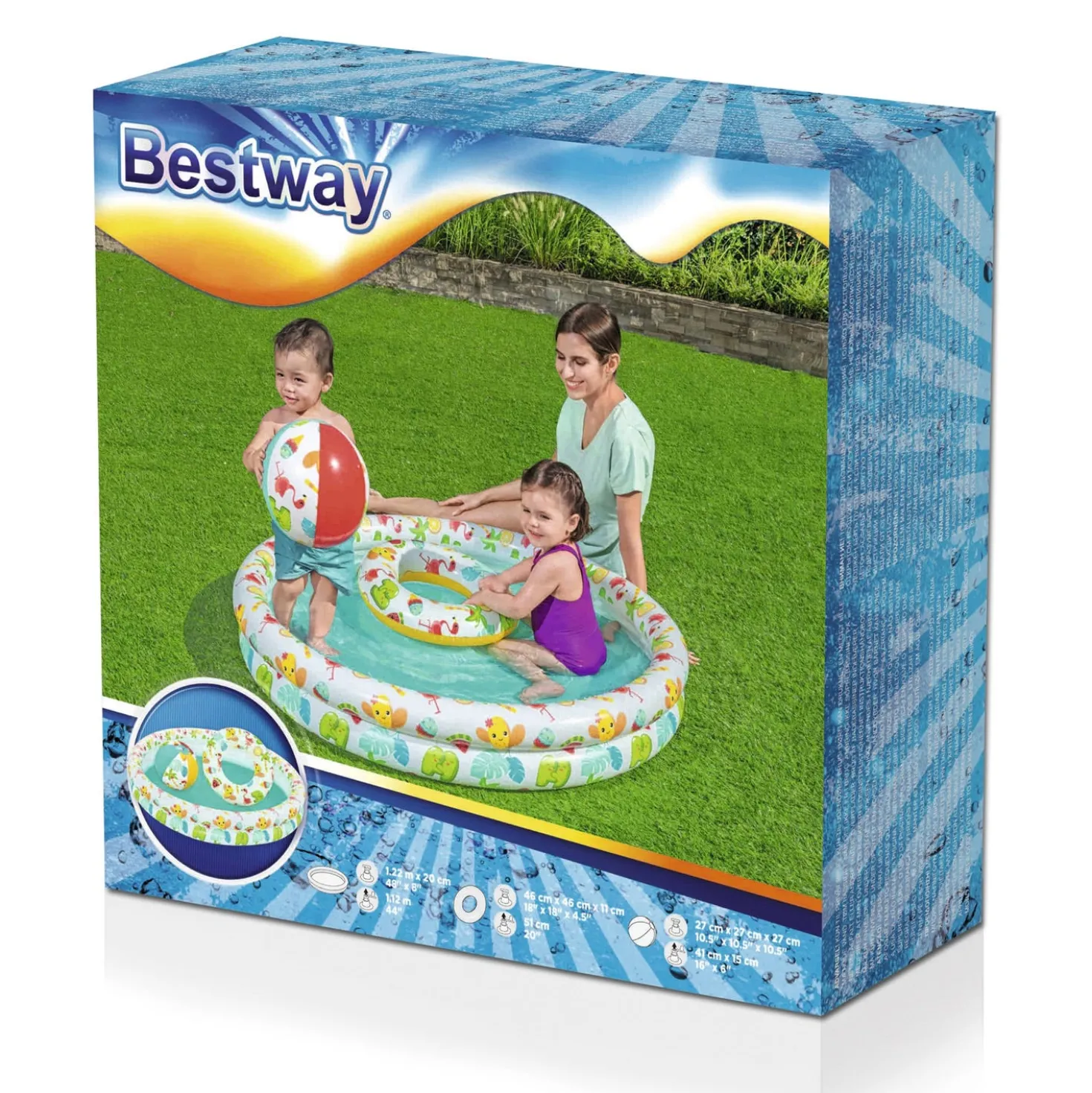 Set piscina gonfiabile, salvagente e pallone per bambini Bestway