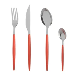 Set 16 posate acciaio inox manico arancione Marea