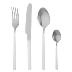 Set 24 posate acciaio inox manico bianco Supreme