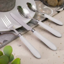 Set 24 posate acciaio Smooth Bianco