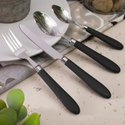 Set 24 posate acciaio Smooth Nero