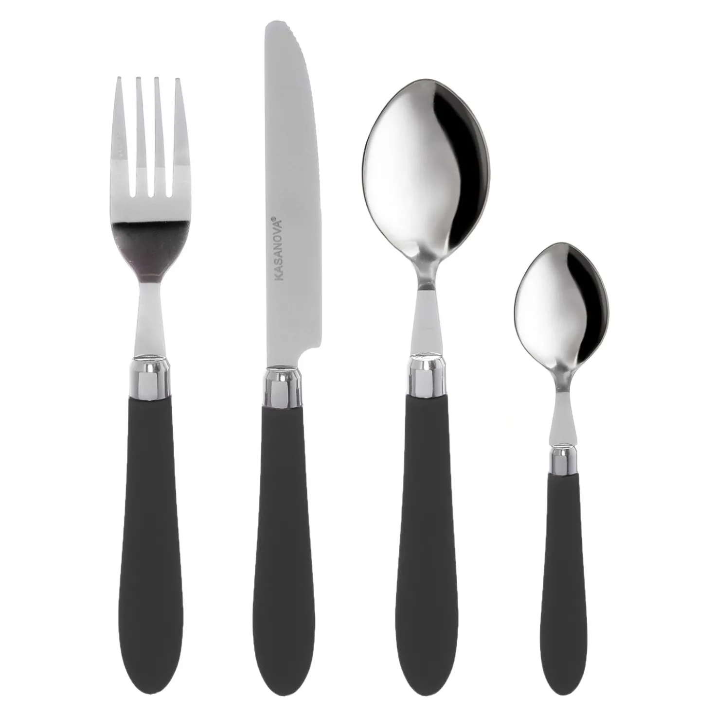 Set 24 posate acciaio Smooth Nero