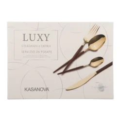 Set 24 posate bordeaux e champagne Luxy acciaio inox