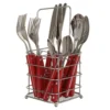Set posate con portaposate in metallo, 16 pezzi