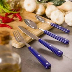 Set posate con portaposate in metallo, 16 pezzi