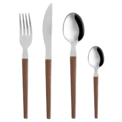 Set 24 posate in acciaio manico legno Diletta