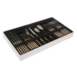 Set 24 posate Lucille in acciaio inox manico marrone