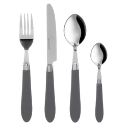 Set posate Smooth grigio in acciaio inox, da 24 pezzi