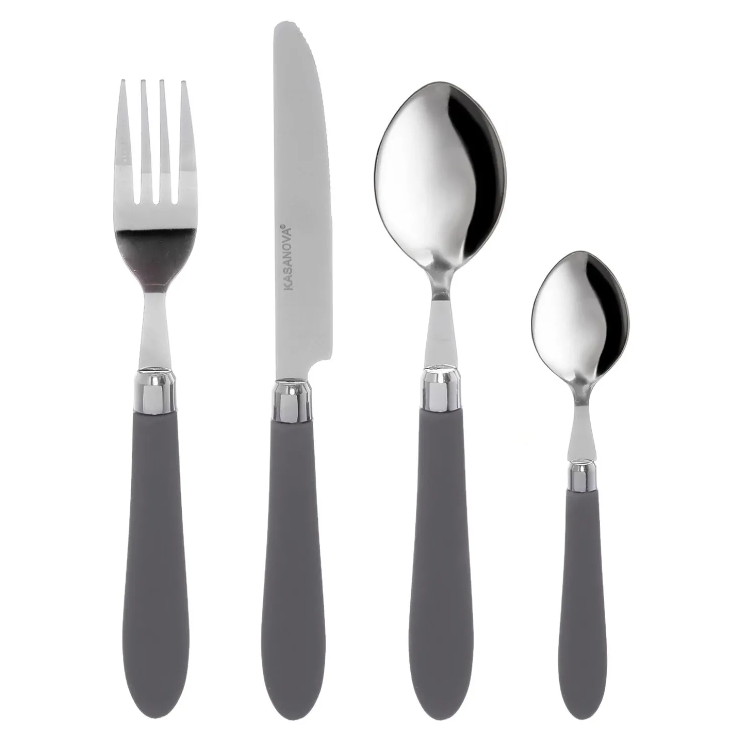 Set posate Smooth grigio in acciaio inox, da 24 pezzi