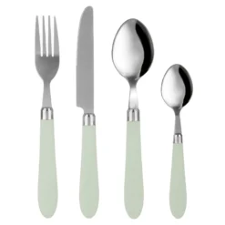 Set 24 posate Smooth in acciaio inox con manico menta