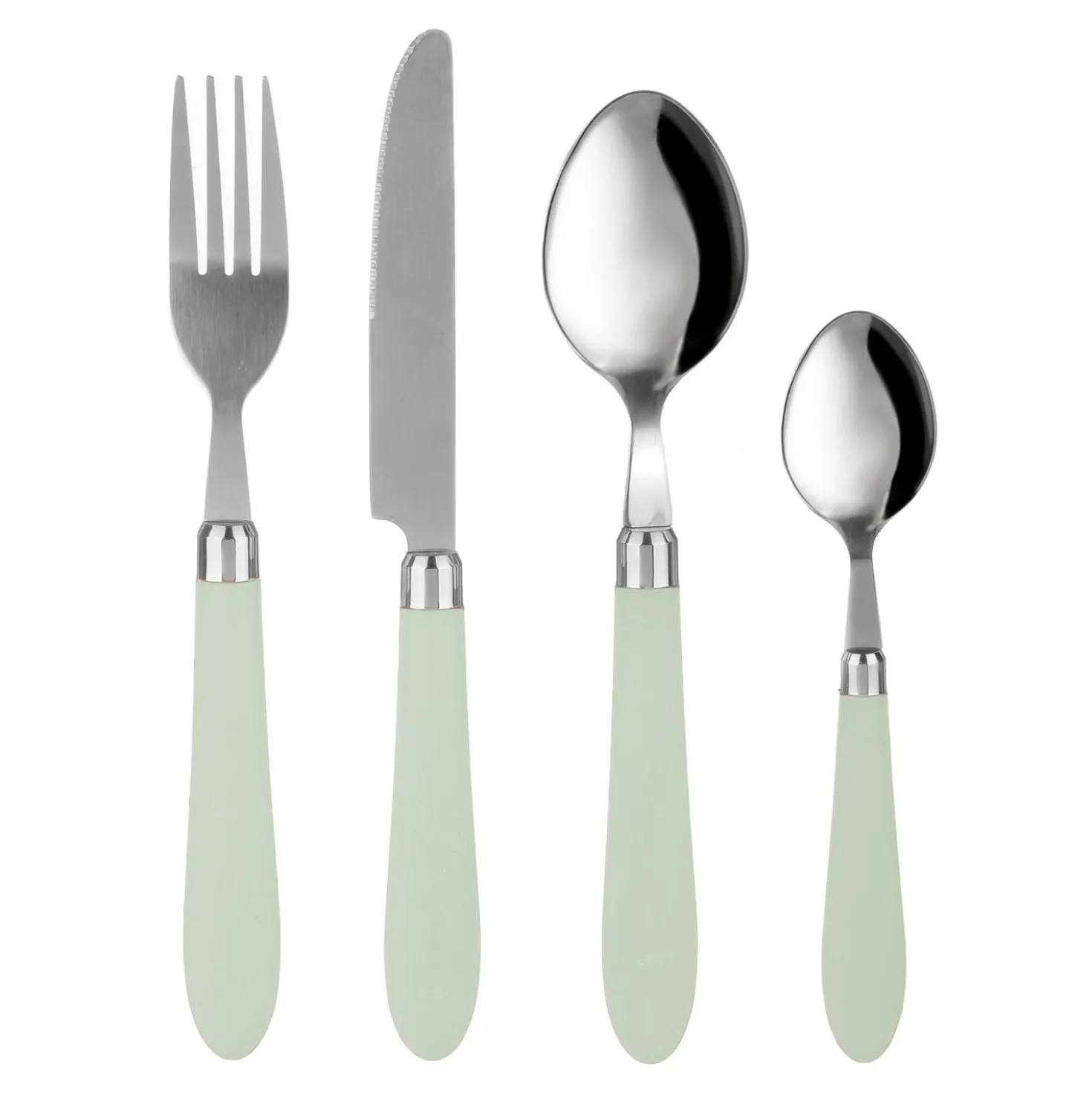 Set 24 posate Smooth in acciaio inox con manico menta