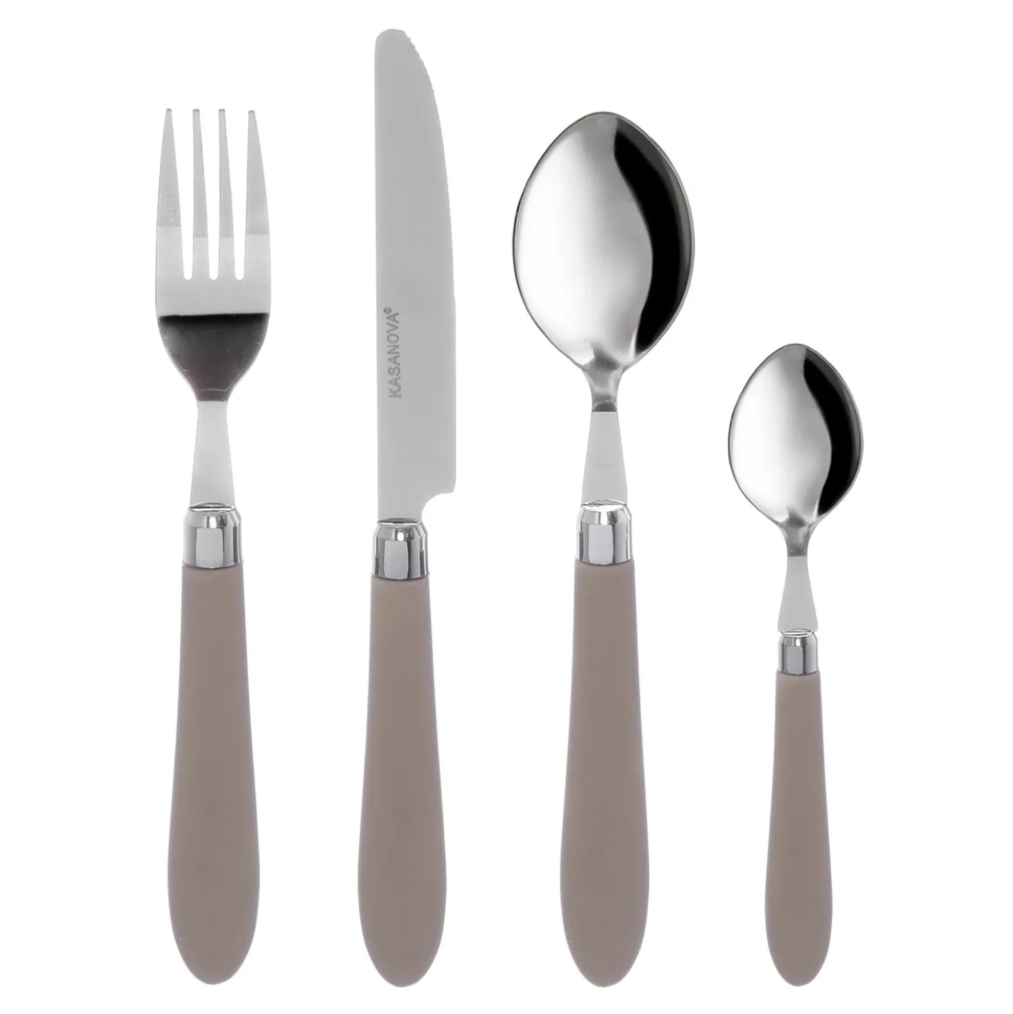 Set posate Smooth tortora in acciaio inox, da 24 pezzi