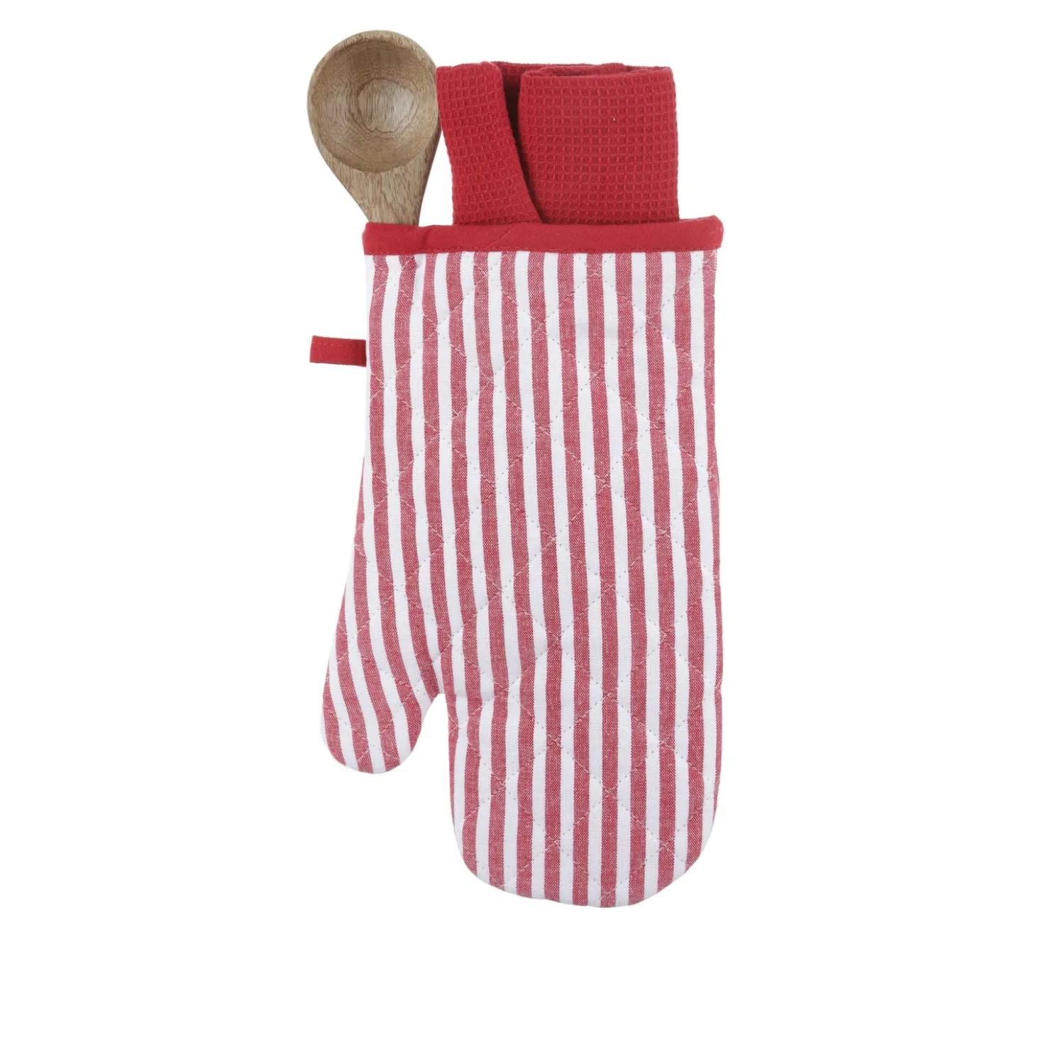 Set righe natalizio guanto, strofinaccio e cucchiaio