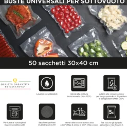 Set 50 sacchetti sottovuoto universali 30x40 cm