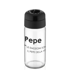 Set sale e pepe in vetro con scritta