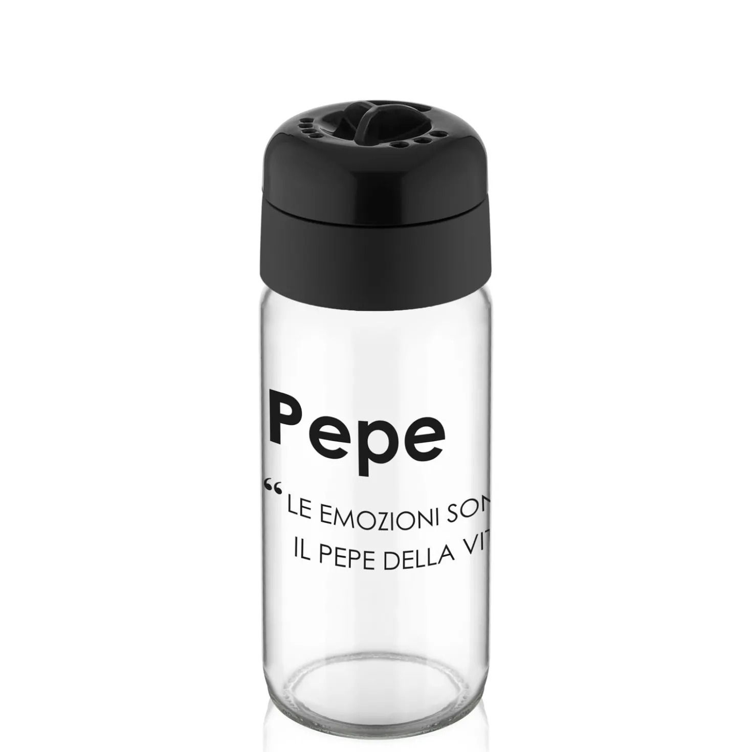 Set sale e pepe in vetro con scritta