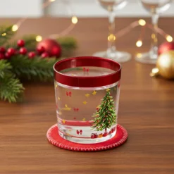 Set 4 sottobicchieri cuore rosso 10 cm