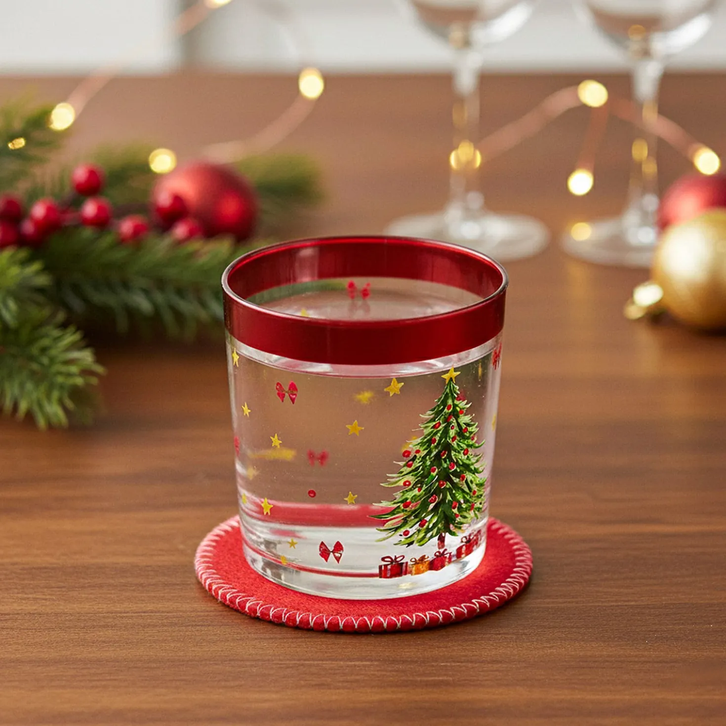 Set 4 sottobicchieri cuore rosso 10 cm