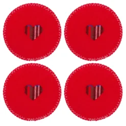 Set 4 sottobicchieri cuore rosso 10 cm